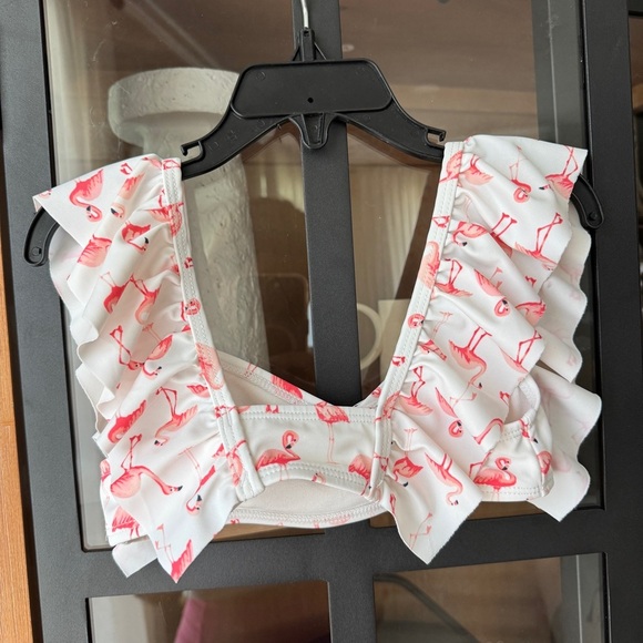 Janie & Jack toddler bikini set Recycled Flamingo Ruffle 2-Piece Swimsuit print - Picture 7 of 9